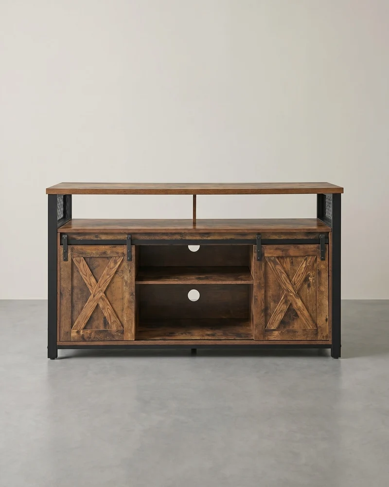 Country-TV-Schrank mit Scheunentüren – Stabiles & geräumiges Design