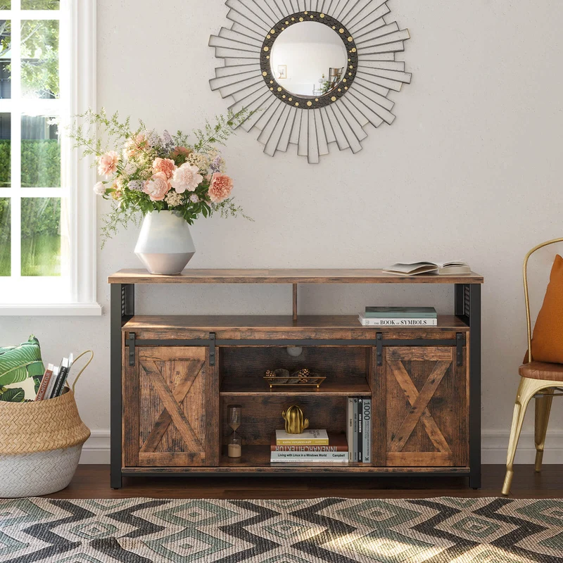 Country-TV-Schrank mit Scheunentüren – Stabiles & geräumiges Design