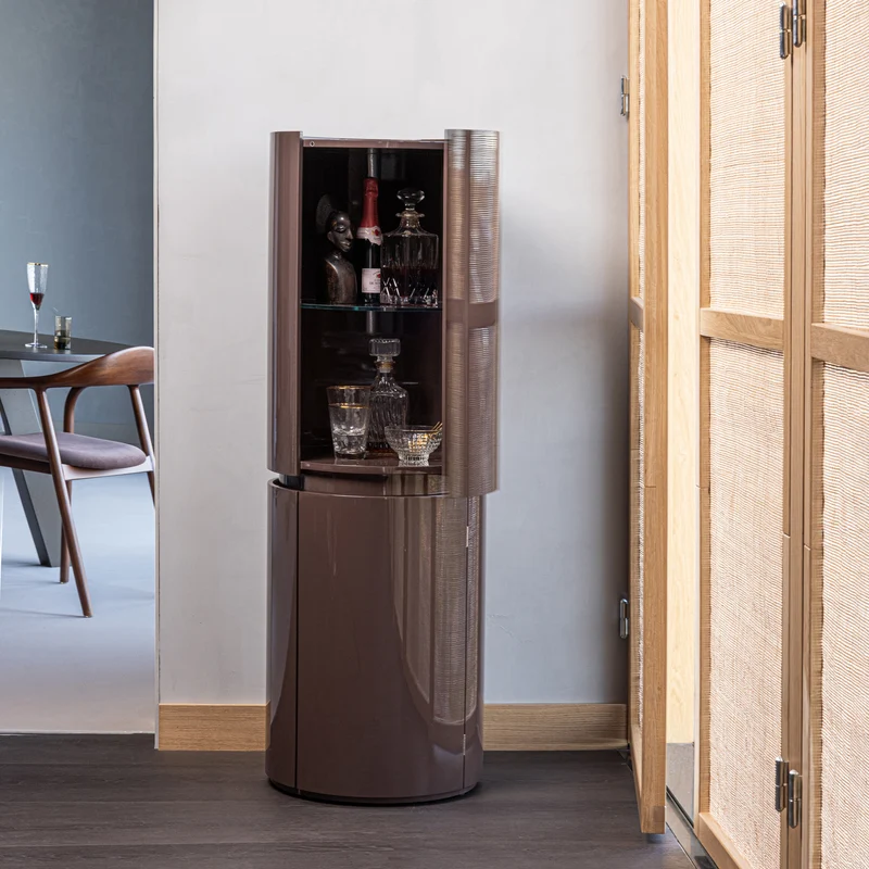 Sera runder schrank 135 x Ø45 cm holz glanz dunkelbraun