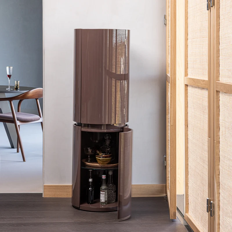 Sera runder schrank 135 x Ø45 cm holz glanz dunkelbraun
