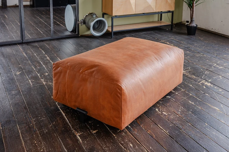 KAWOLA Sitzelement MIA Hocker Lederfaserstoff cognac