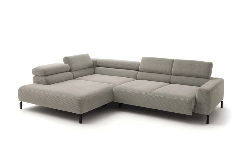 KAWOLA Sofa DELIA Ecksofa Cord steingrau