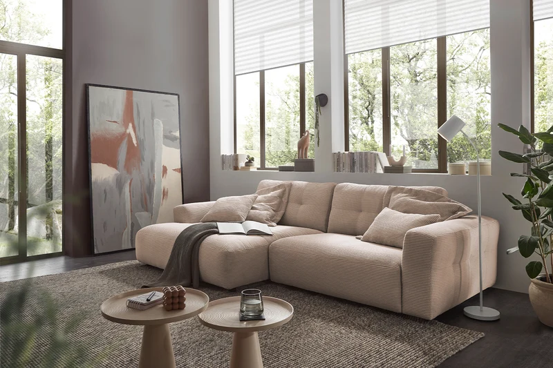 KAWOLA Sofa MIKA Ecksofa Cord taupe