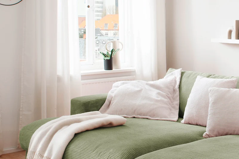 KAWOLA Big Sofa MADELINE Cord olivgrün