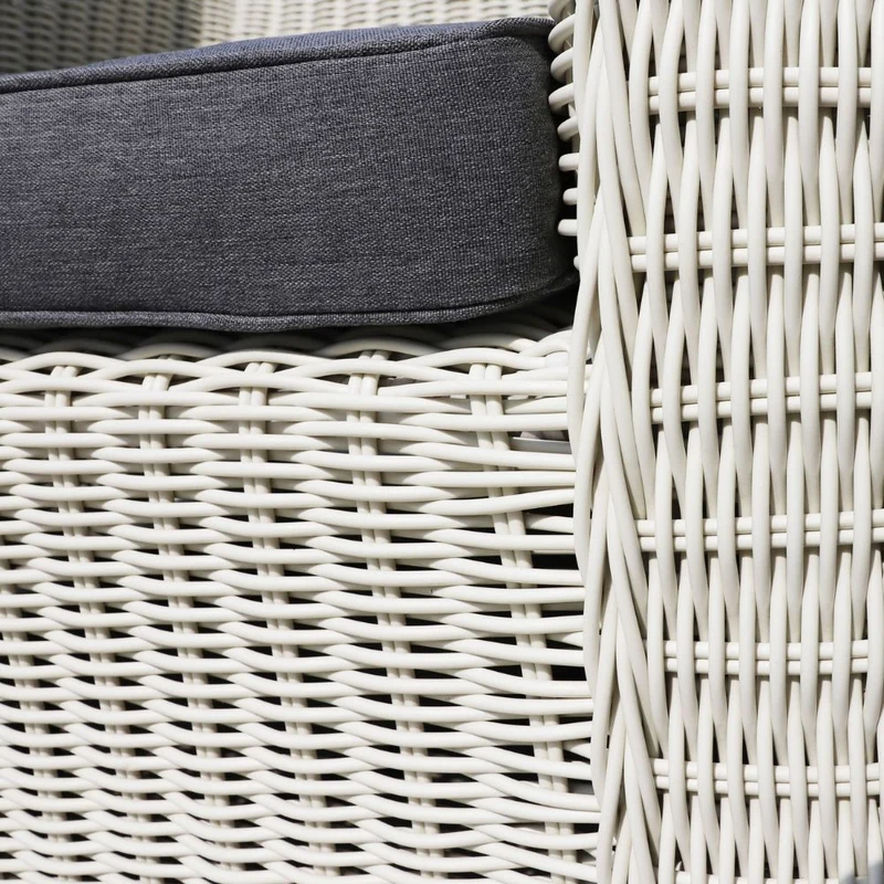 2er Lounge Sofa VITA rundes Polyrattan Eierschalenweiß