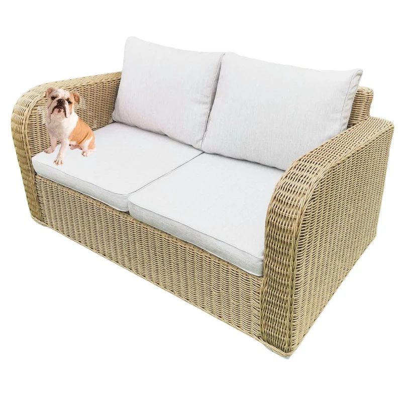 2er Lounge Sofa VITA 145cm rundes Polyrattan Natural