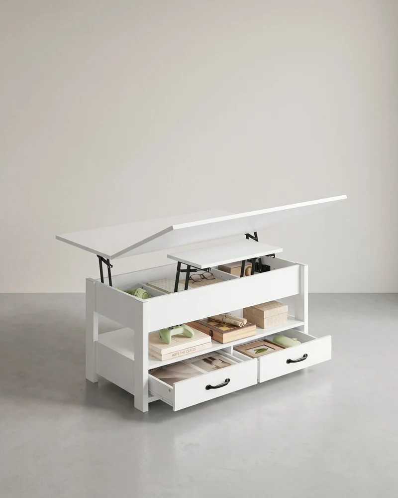 Couchtisch mit Klappplatte und verstecktem Stauraum – Multifunktional, verstellbar und modernes Design – 100 cm breit