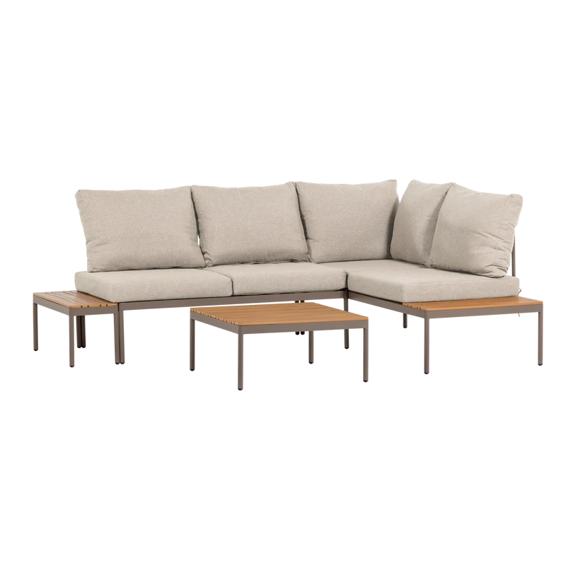 Modulares Garten-Lounge-Set Metall/Polywood beige