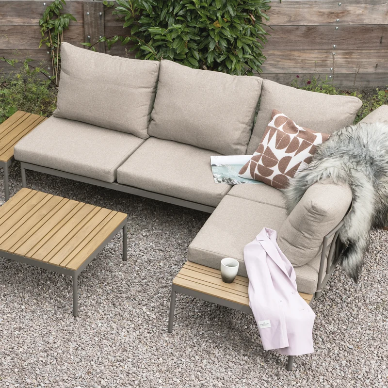 Modulares Garten-Lounge-Set Metall/Polywood beige