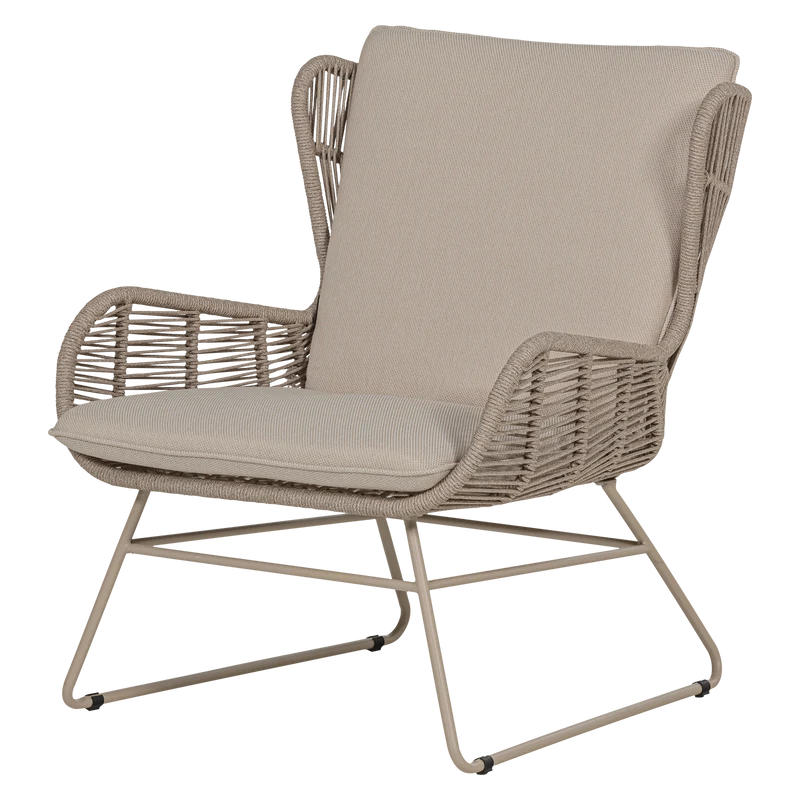 Garten-Loungesessel Stahl/Seil sand