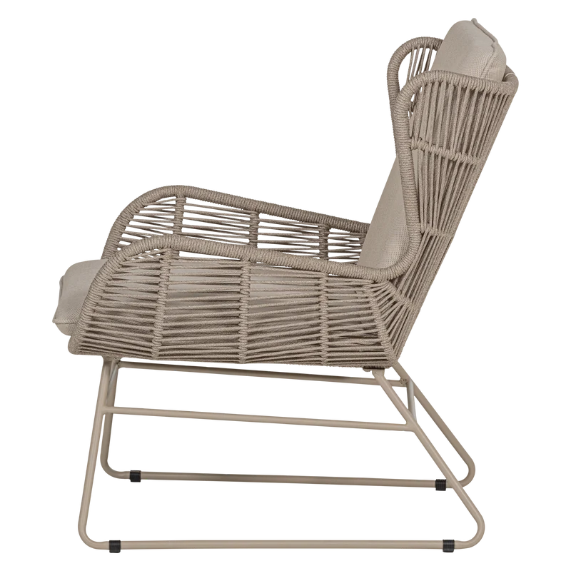 Garten-Loungesessel Stahl/Seil sand