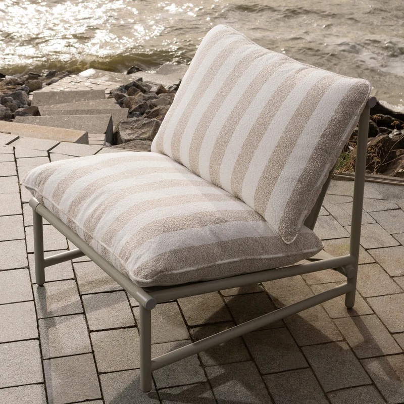 Garten-Loungesessel Aluminium Streifen weiß/sand
