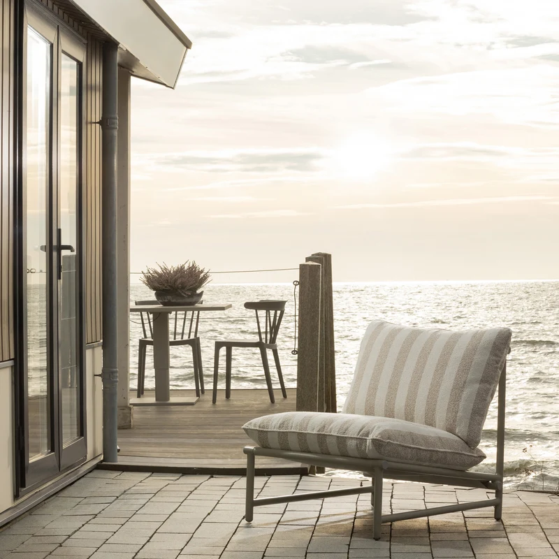 Garten-Loungesessel Aluminium Streifen weiß/sand