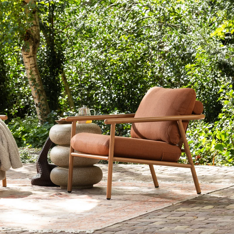 Garten-Loungesessel Aluminium terracotta/natur