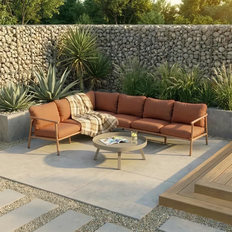 Garten-Lounge-Set Aluminium terracotta/natur