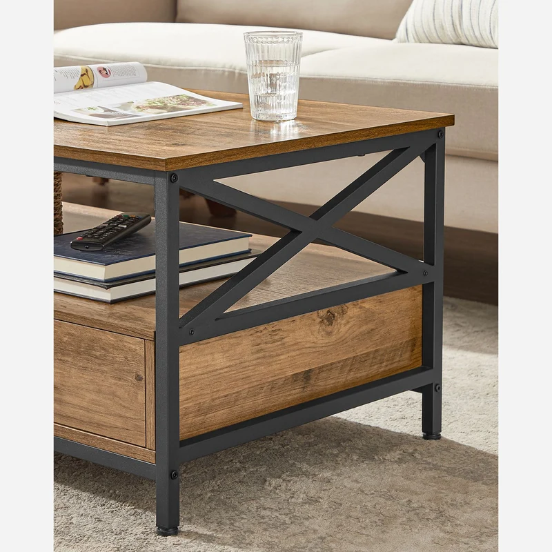 Couchtisch mit 2 Schubladen - Verstellbare Beine - 100 cm breit