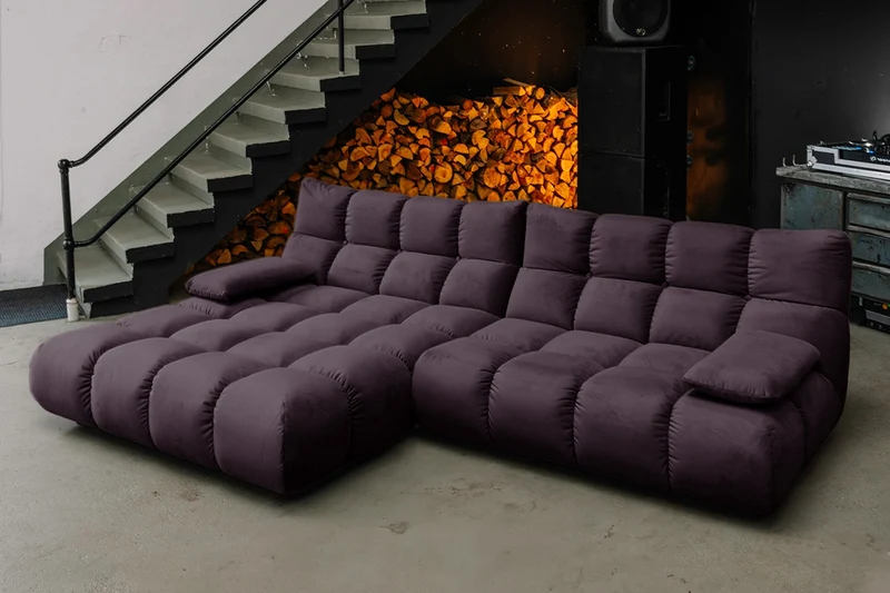 KAWOLA Sofa VIVIEN Ecksofa Velvet purple