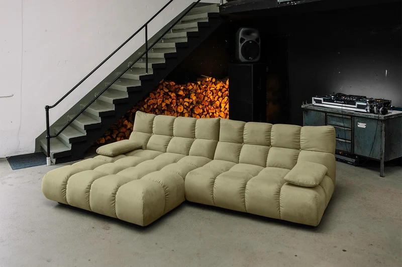 KAWOLA Sofa VIVIEN Ecksofa Velvet oliv