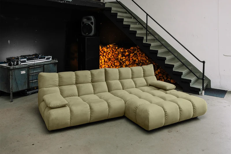KAWOLA Sofa VIVIEN Ecksofa Velvet oliv