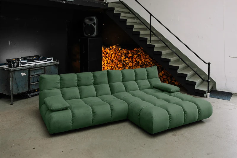 KAWOLA Sofa VIVIEN Ecksofa Velvet smaragd
