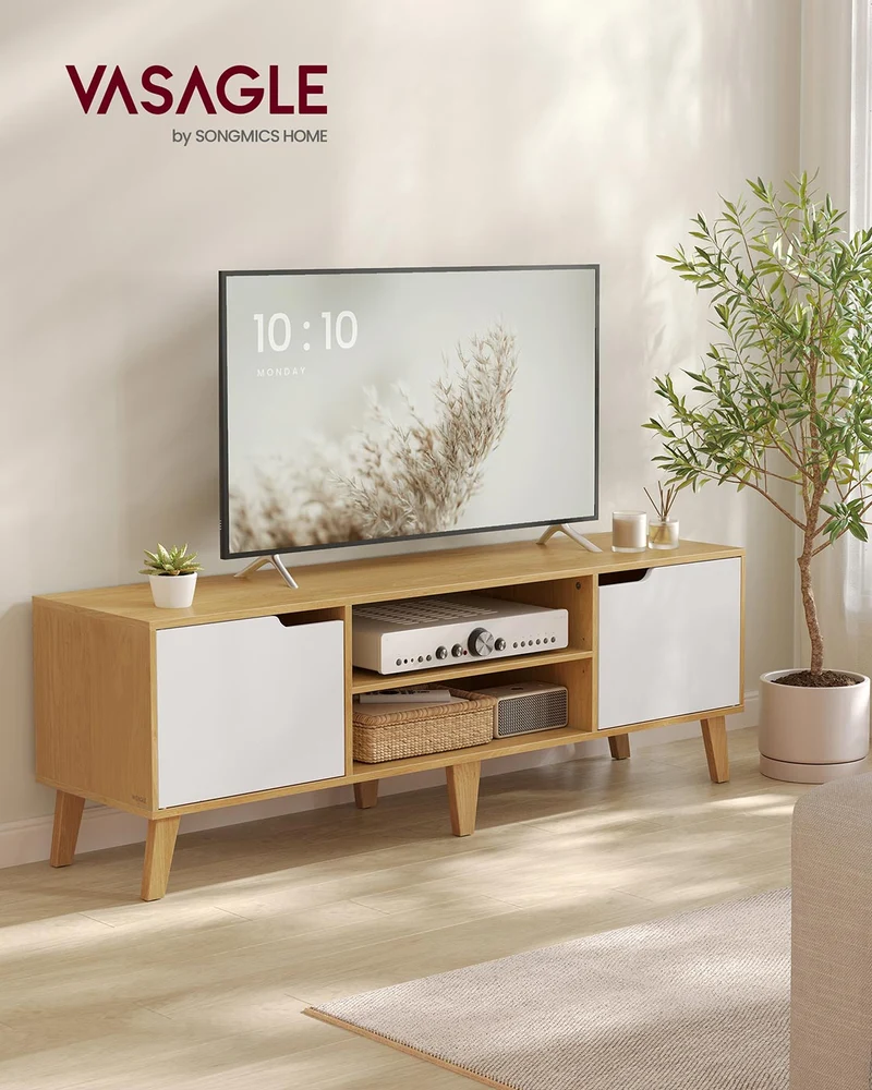 TV-Schrank bis 65 Zoll – skandinavisches Design – mit Stauraum und Kabelmanagement