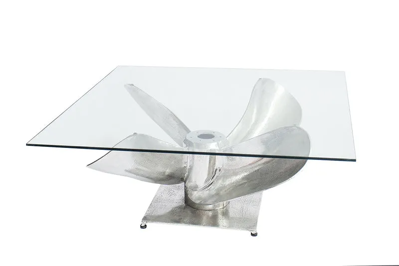 Design Couchtisch ELICA 70x70cm silber Aluminium Maritim