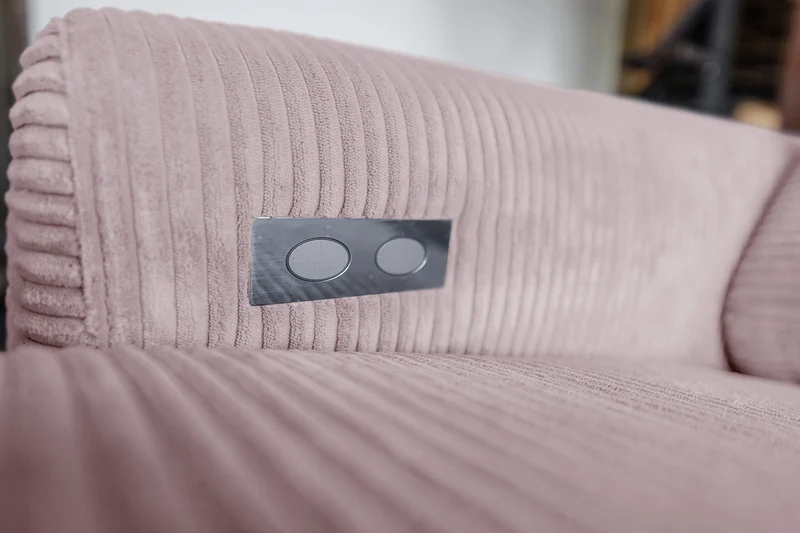 KAWOLA Sofa LAISKA Ecksofa Relaxfunktion teilmotorisch Cord rosa