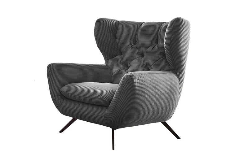 KAWOLA Sessel CHARME Hochlehnsessel Cord grau