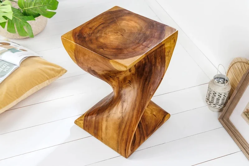 Design Beistelltisch BELFAST 45cm Suar Massivholz Natural