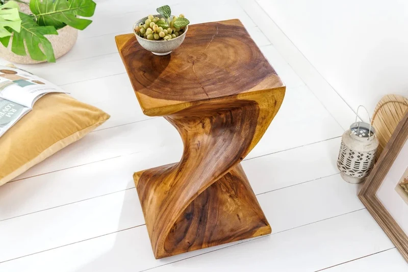 Design Beistelltisch BELFAST 45cm Suar Massivholz Natural