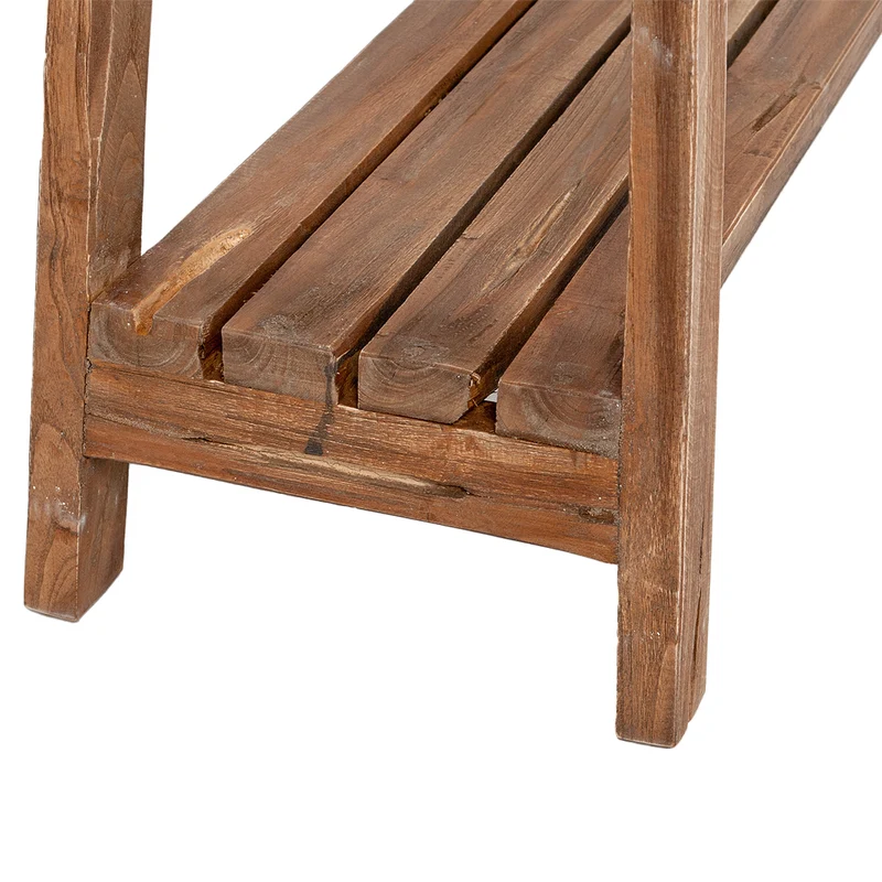 Massivholz Bank mit Ablage GENIUS 90cm Antik-Natural Schuhregal