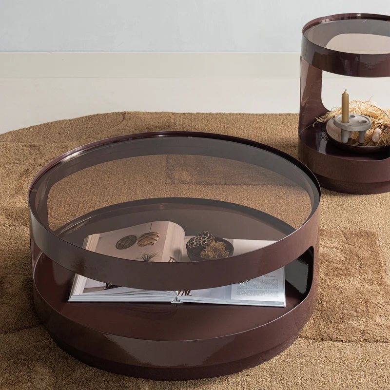 Sero couchtisch metal/glass braun