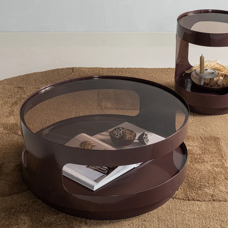 Sero couchtisch metal/glass braun