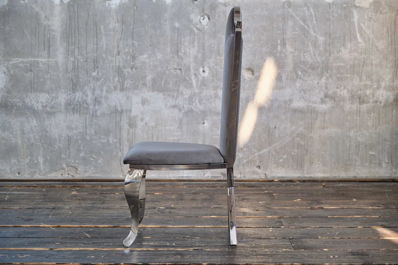 B-Ware KAWOLA Stuhl AMALIA Esszimmerstuhl Barock Velvet grau