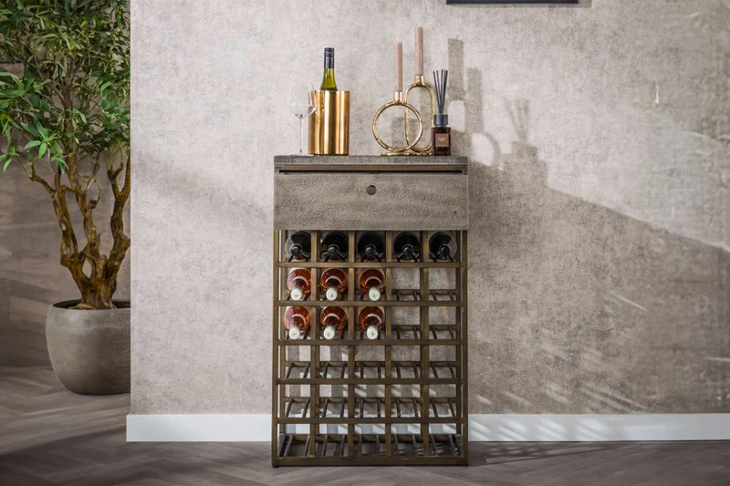KAWOLA Weinschrank BALZAR Metall bronze 1 Schublade