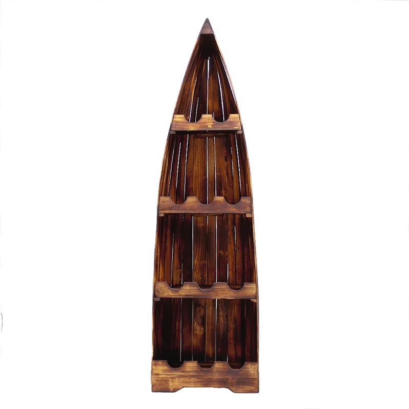 Massivholz Weinregal VINO ca.200cm Geflammt Mahagony Bootsregal