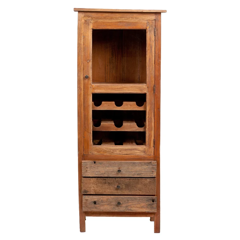 Mahagoni Weinschrank CABINET H154cm Rustic Teak Vitrine