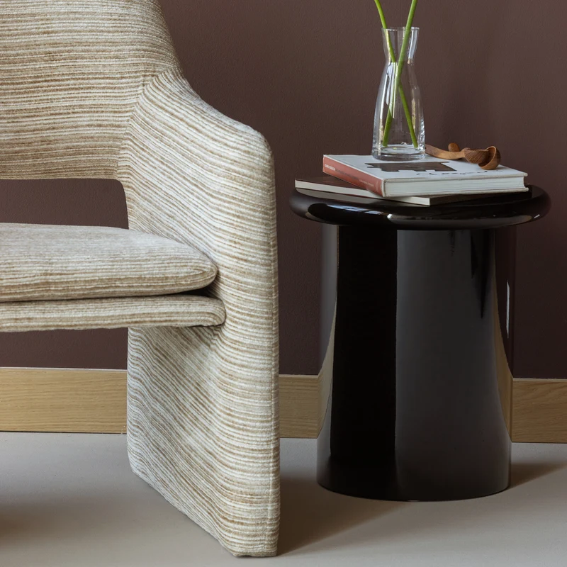 Mavon Beistelltisch mdf hochglanz 45x40 cm dunkelbraun