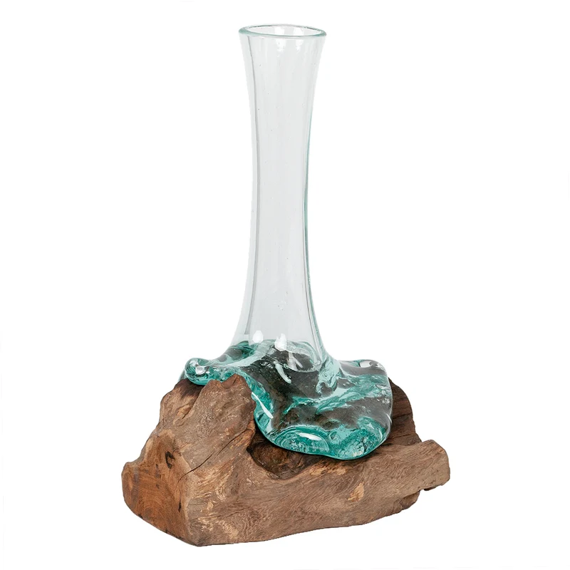 Teak Blumenvase DROP-A ca. H30cm