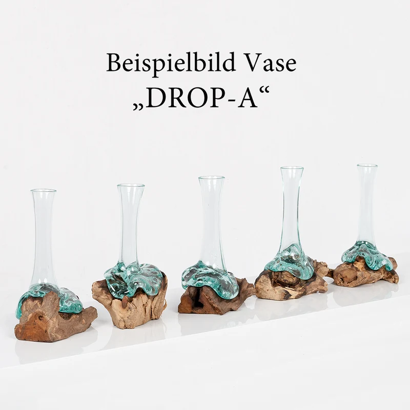 Teak Blumenvase DROP-A ca. H30cm