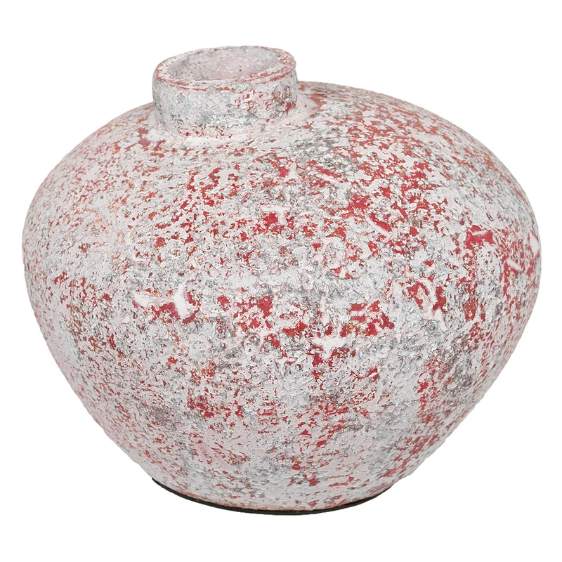 Deko-Vase MARINA Antik-Weiß-Rot ca. H19cm
