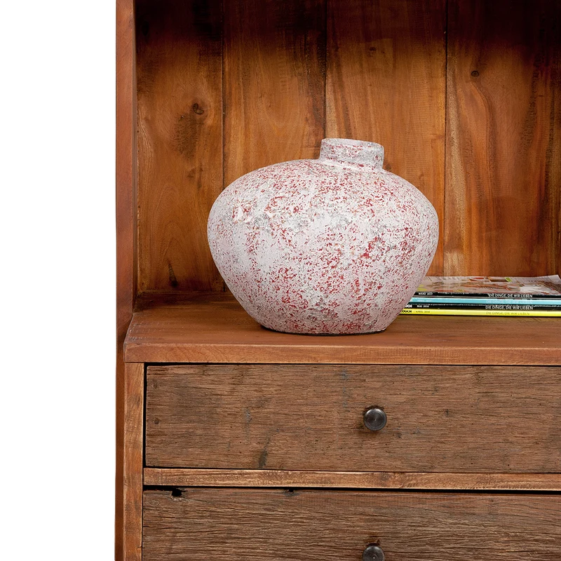 Deko-Vase MARINA Antik-Weiß-Rot ca. H19cm
