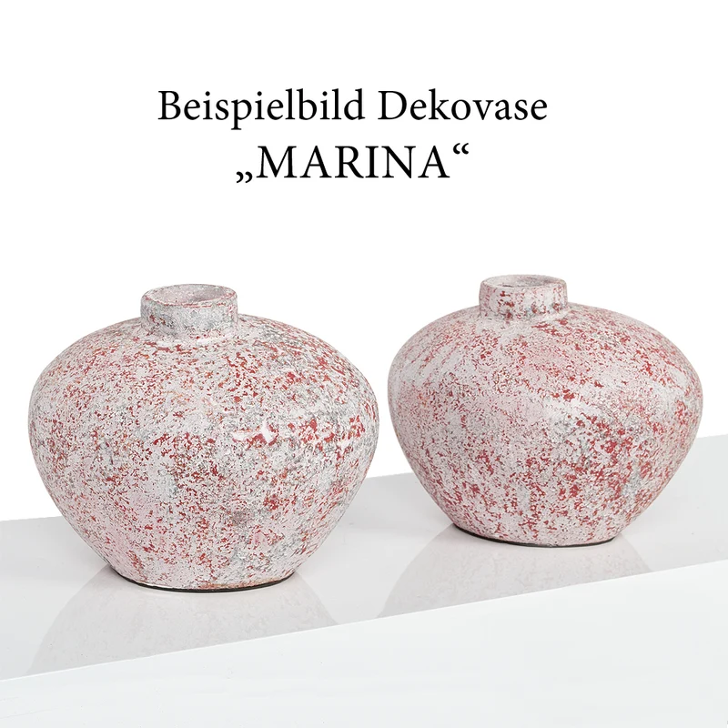 Deko-Vase MARINA Antik-Weiß-Rot ca. H19cm