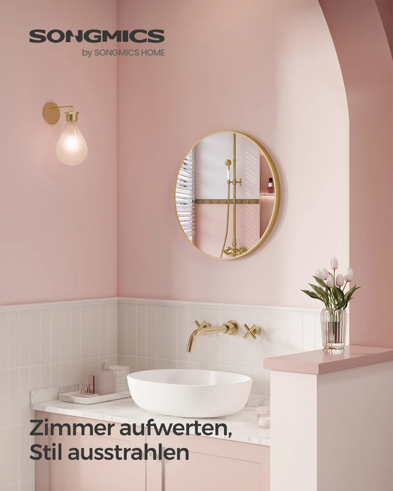 Runder Wandspiegel - Gold oder Schwarz