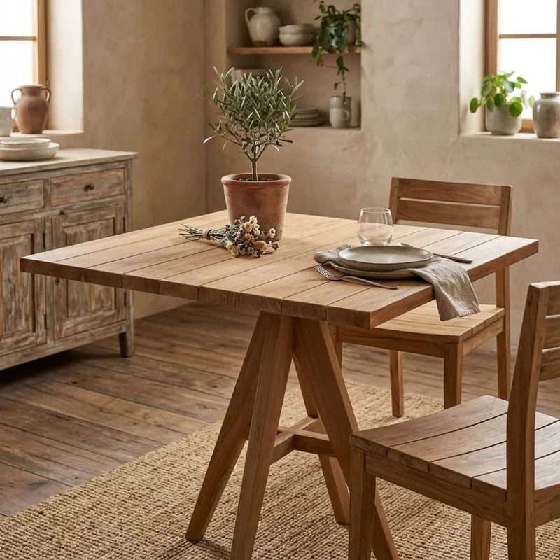 Teak Esstisch LEO 80cm Gartentisch Küchentisch