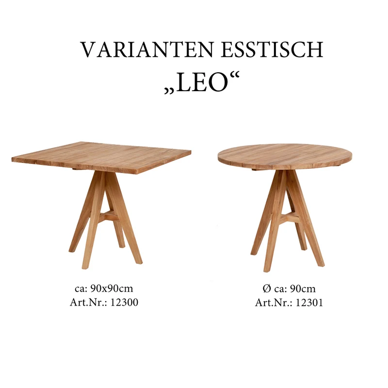 Teak Esstisch LEO 80cm Gartentisch Küchentisch