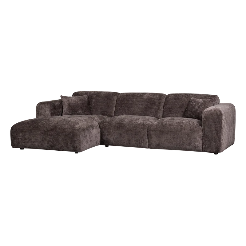 Cloud-Chaiselongue, links, Chenille, warmbraun