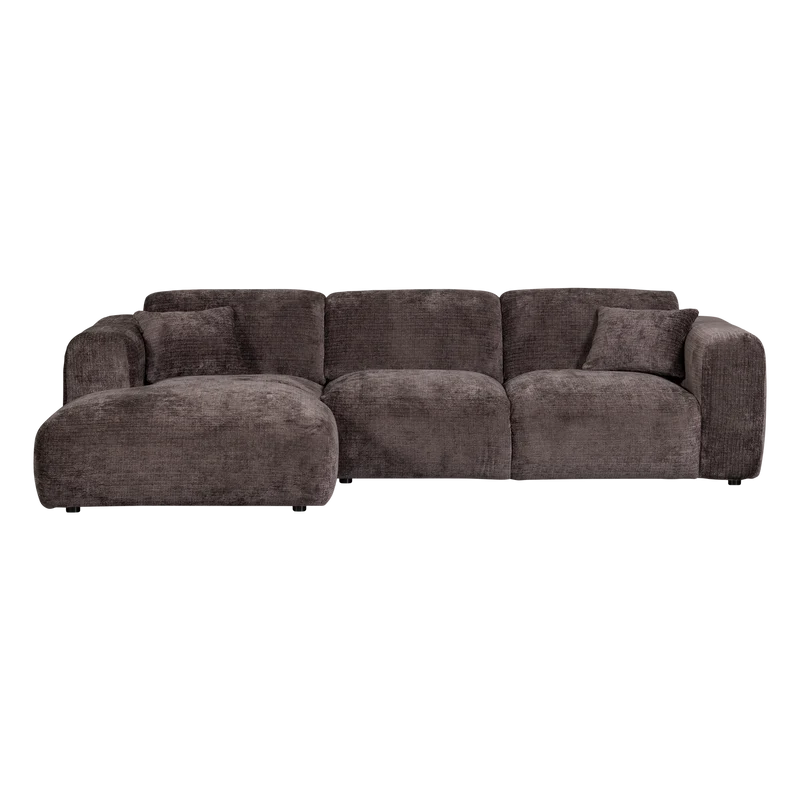 Cloud-Chaiselongue, links, Chenille, warmbraun