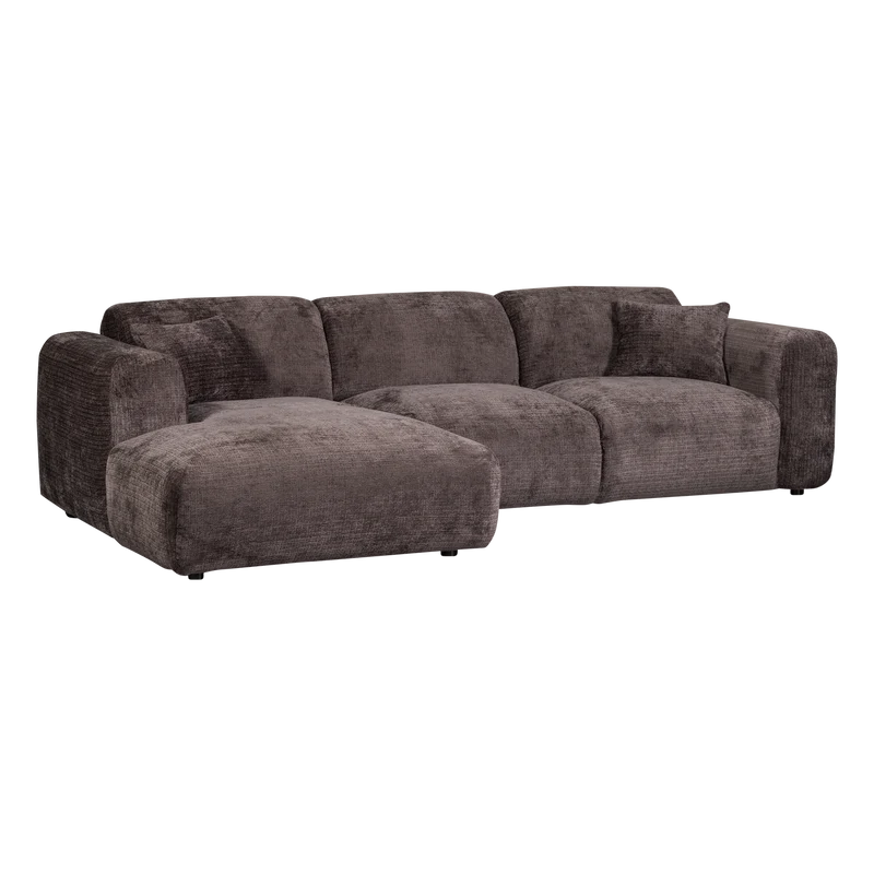 Cloud-Chaiselongue, links, Chenille, warmbraun