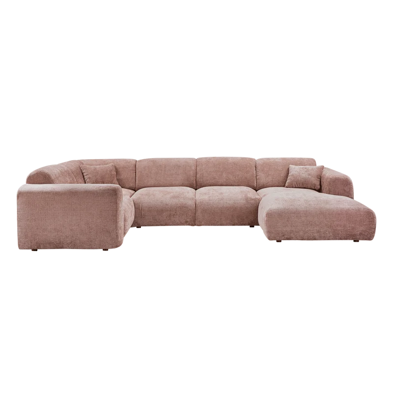 Cloud-Ecksofa links, gewebtes Chenille, taupe/rosa